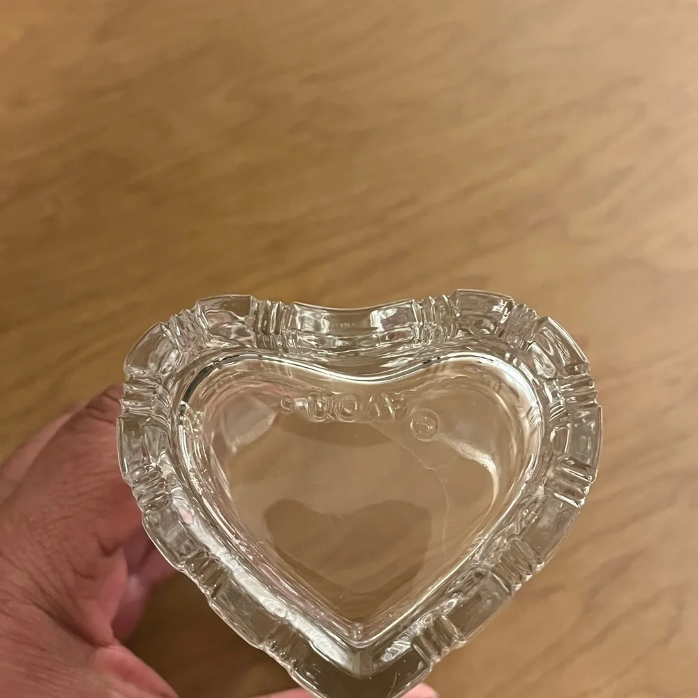Vintage Avon Heart Shaped BUD VASE Ribbed Clear Glass Valentines Day Weighted